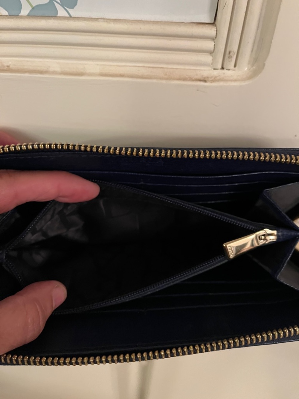 Furla Navy Saffiano Leather Zip Wallet - Picture 6 of 9